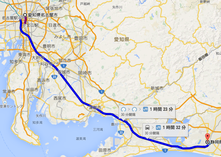 名古屋-浜松,距離
