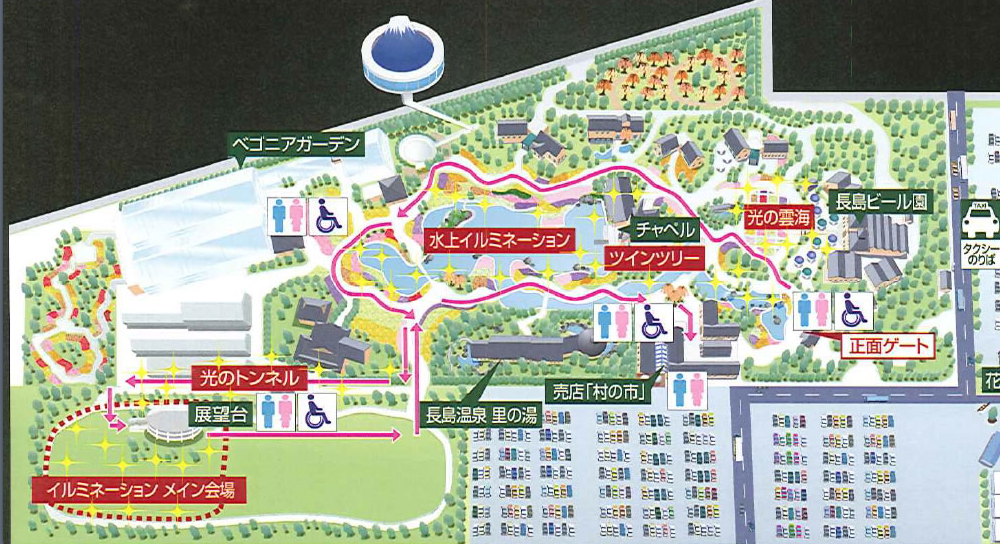 12月24日のなばなの里はこのコース以外歩けません。